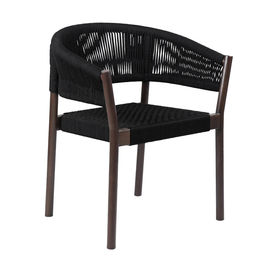 Set of Two 26" Black Solid Wood Outdoor Dining Chair