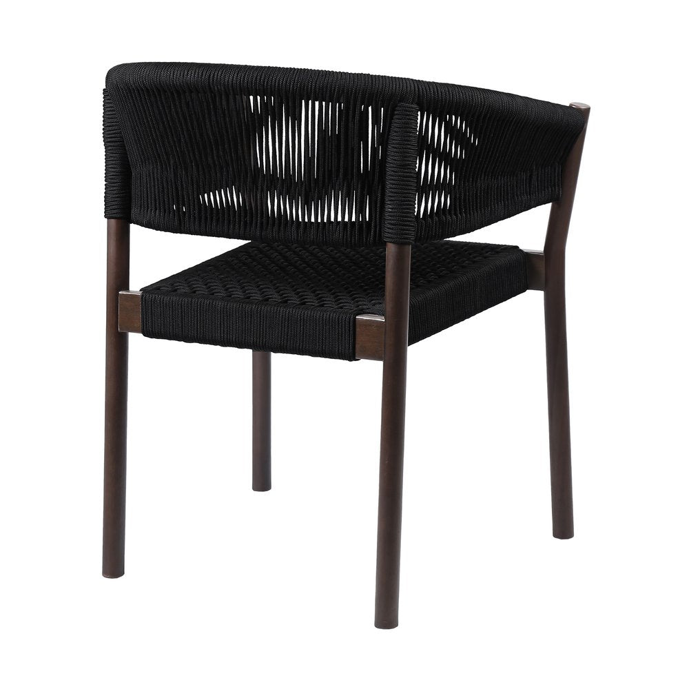 Set of Two 26" Black Solid Wood Outdoor Dining Chair