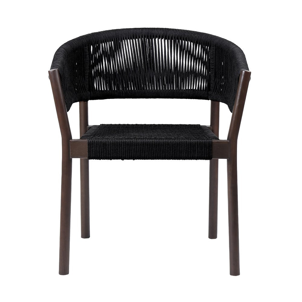 Set of Two 26" Black Solid Wood Outdoor Dining Chair