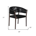 Set of Two 26" Black Solid Wood Outdoor Dining Chair