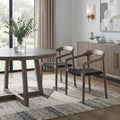 Set of Two 22" Black and Natural Wood Solid Wood Outdoor Dining Chairs