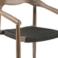 Set of Two 22" Black and Natural Wood Solid Wood Outdoor Dining Chairs