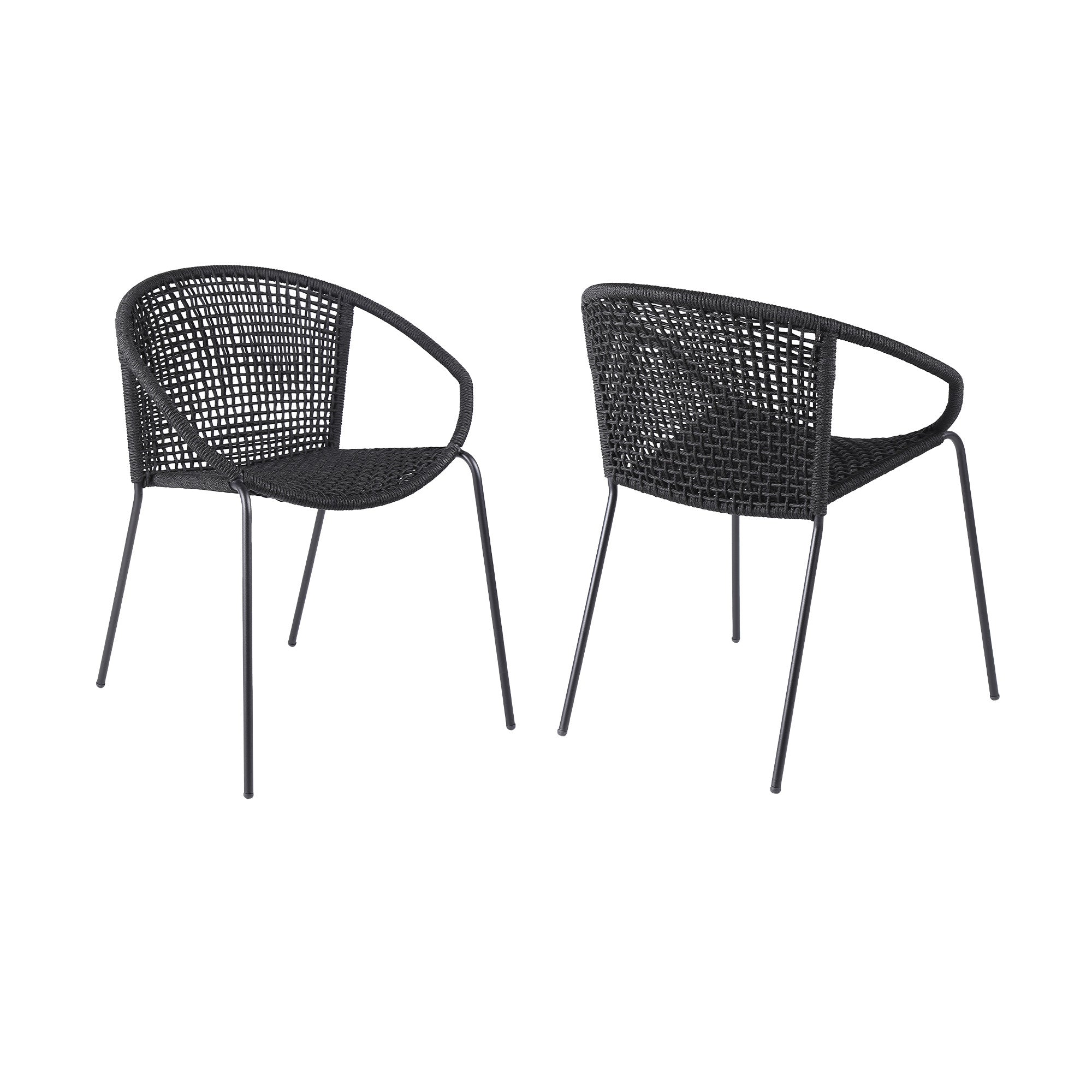 Set of Two 25" Black Metal Outdoor Dining Chair