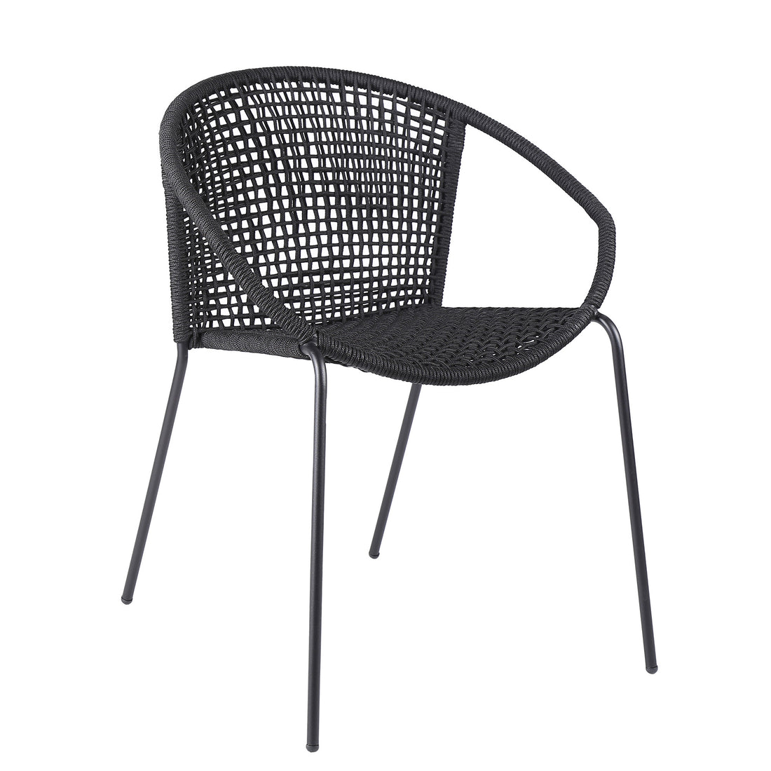 Set of Two 25" Black Metal Outdoor Dining Chair