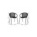 Set of Two 25" Black Metal Outdoor Dining Chair