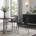 Set of Two 25" Black Metal Outdoor Dining Chair