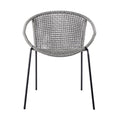 Set of Two 25" Gray Metal Outdoor Dining Chair