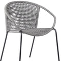 Set of Two 25" Gray Metal Outdoor Dining Chair