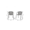 Set of Two 25" Gray Metal Outdoor Dining Chair