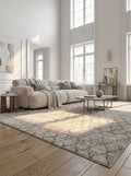 9' X 12' Beige Moroccan Stain Resistant Area Rug