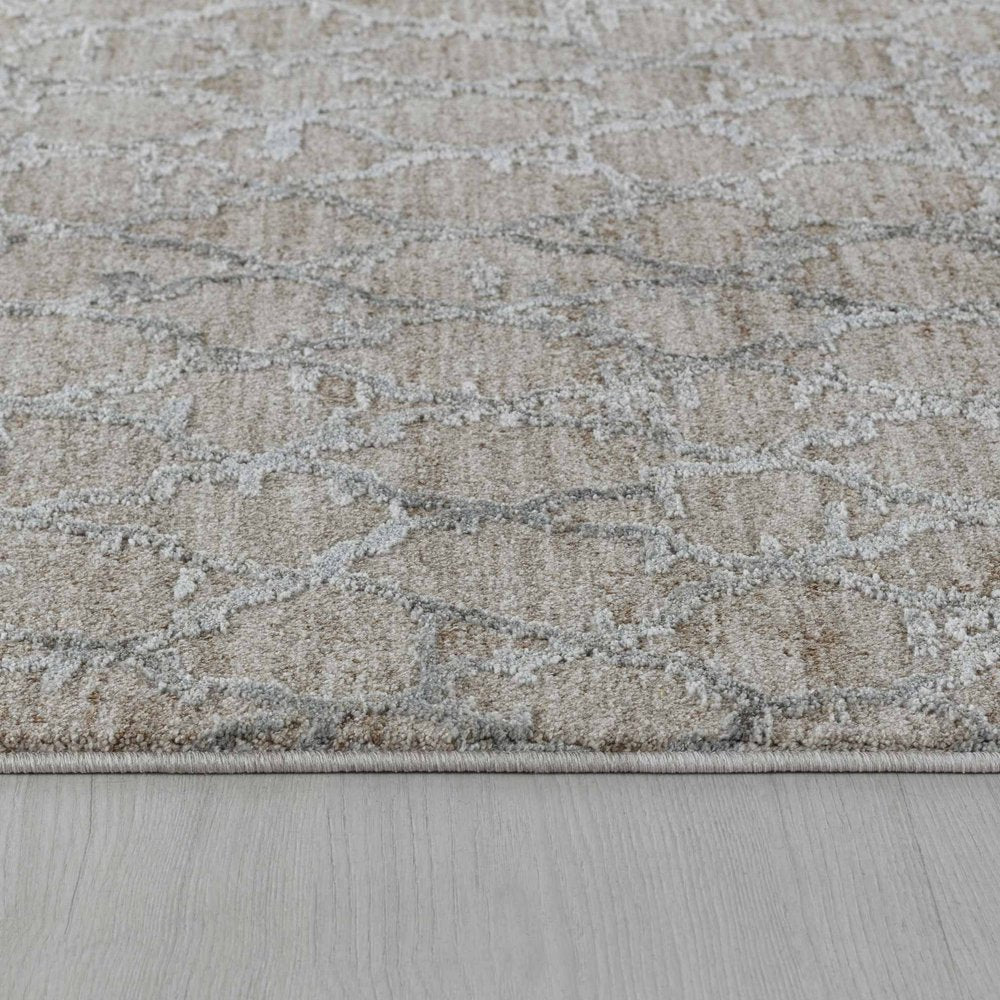 9' X 12' Beige Moroccan Stain Resistant Area Rug