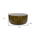 42" Brown Solid Wood Round Coffee Table