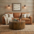 42" Brown Solid Wood Round Coffee Table