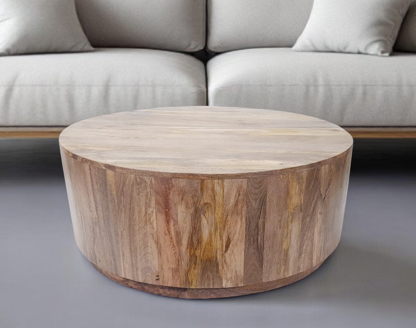 42" Natural Solid Wood Round Coffee Table