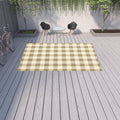 9' X 13' Red And Ivory Geometric Indoor Outdoor Area Rug