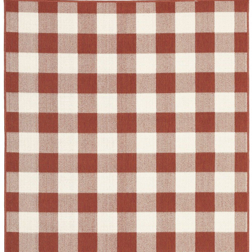 9' X 13' Gray and Ivory Geometric Stain Resistant Indoor Outdoor Area Rug