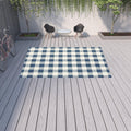 9' X 13' Red And Ivory Geometric Indoor Outdoor Area Rug