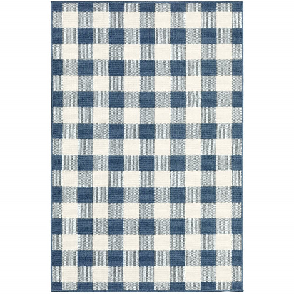 9' X 13' Gray and Ivory Geometric Stain Resistant Indoor Outdoor Area Rug