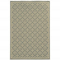 9' X 13' Gray and Ivory Geometric Stain Resistant Indoor Outdoor Area Rug