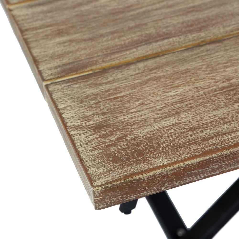 Five Piece Brown and Black Solid Wood Dining Set with Four Chairs