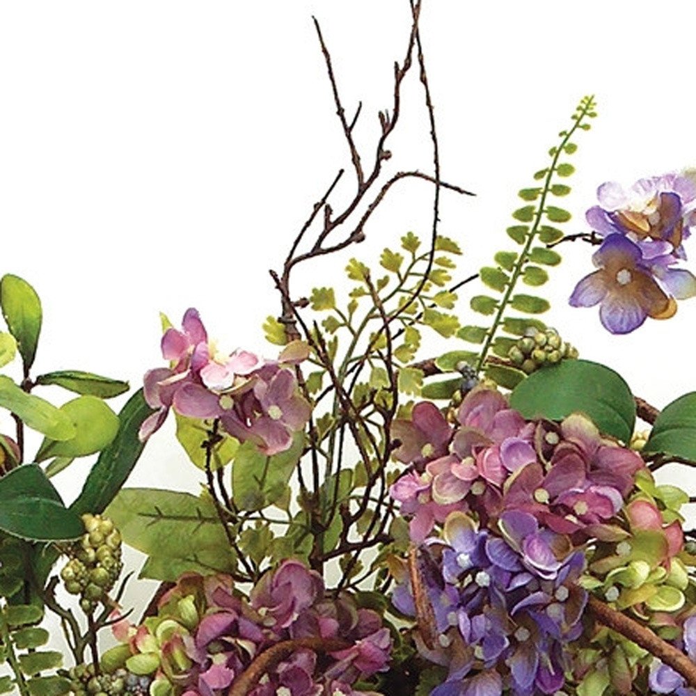22" Purple Artificial Summer Hydrangea Wreath