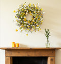 24" Green White And Yellow Spring Daisy Artificial Wreath