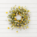 24" Green White And Yellow Spring Daisy Artificial Wreath