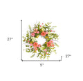 27" Pink and Green Spring Berry Artificial Wreath