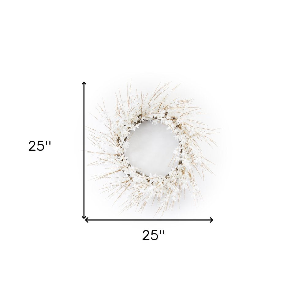 25" White Mixed Assortment Artificial Wreath