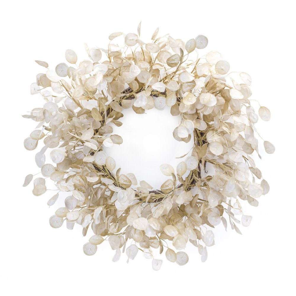 33" Beige And Brown Eucalyptus Artificial Wreath