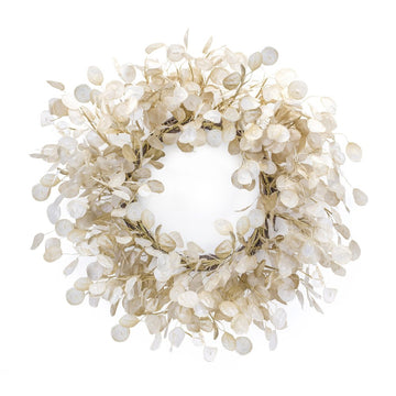 33" Beige And Brown Eucalyptus Artificial Wreath