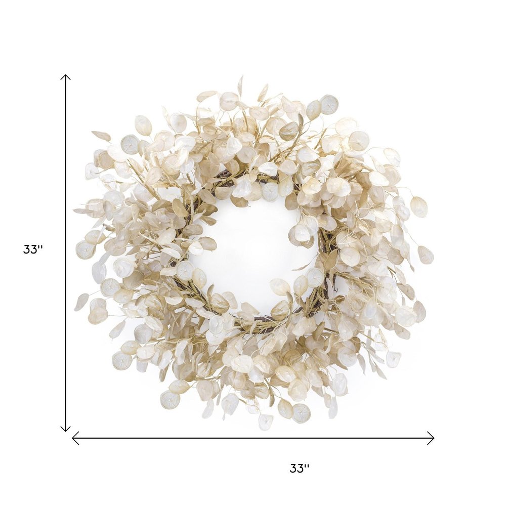 33" Beige And Brown Eucalyptus Artificial Wreath