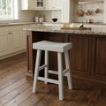 25" Antiqued White Solid Wood Backless Counter Height Bar Chair