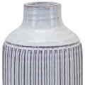 10" Off White Terracotta Striped Cylinder Table Vase