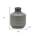 10" Gray Geometric Bud Terracotta Table Vase