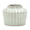 6" Ivory Ribbed Round Terracotta Table Vase