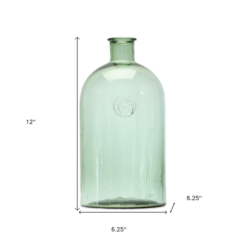 12" Green Bud Glass Table Vase