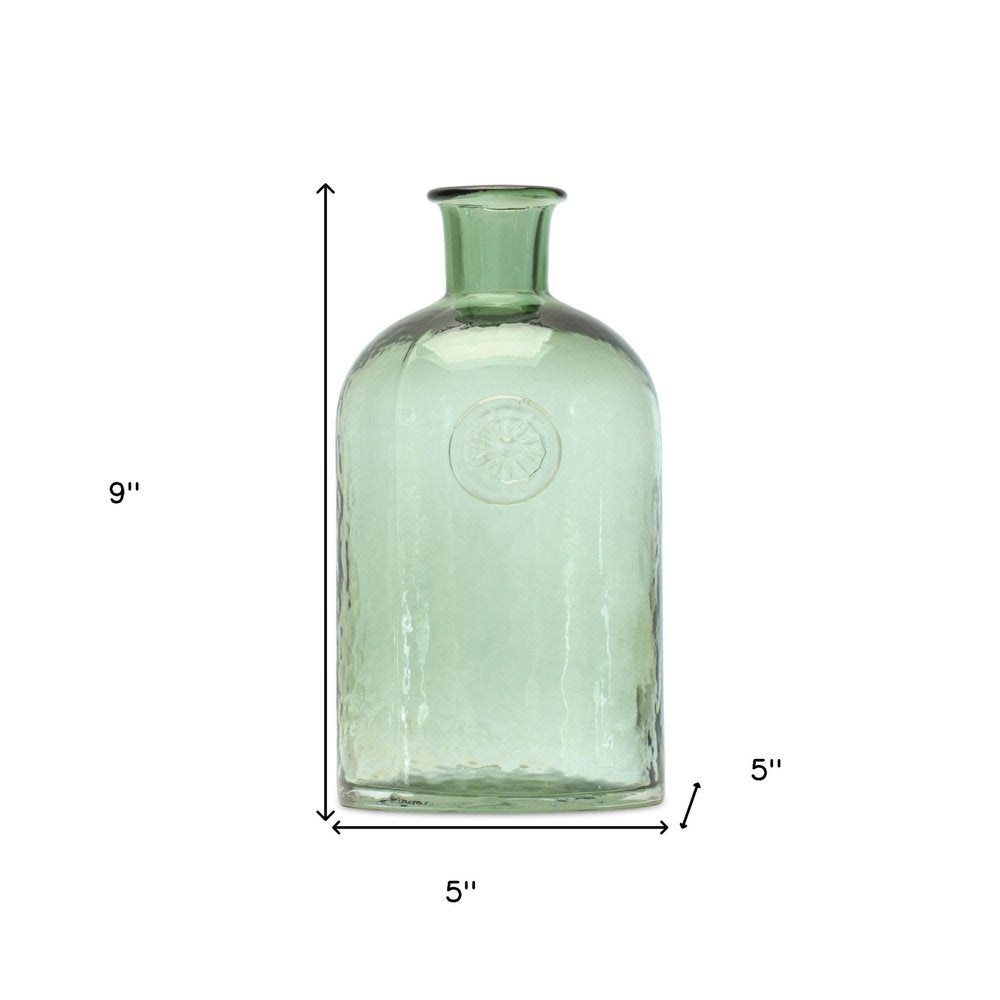 9" Green Bud Glass Table Vase