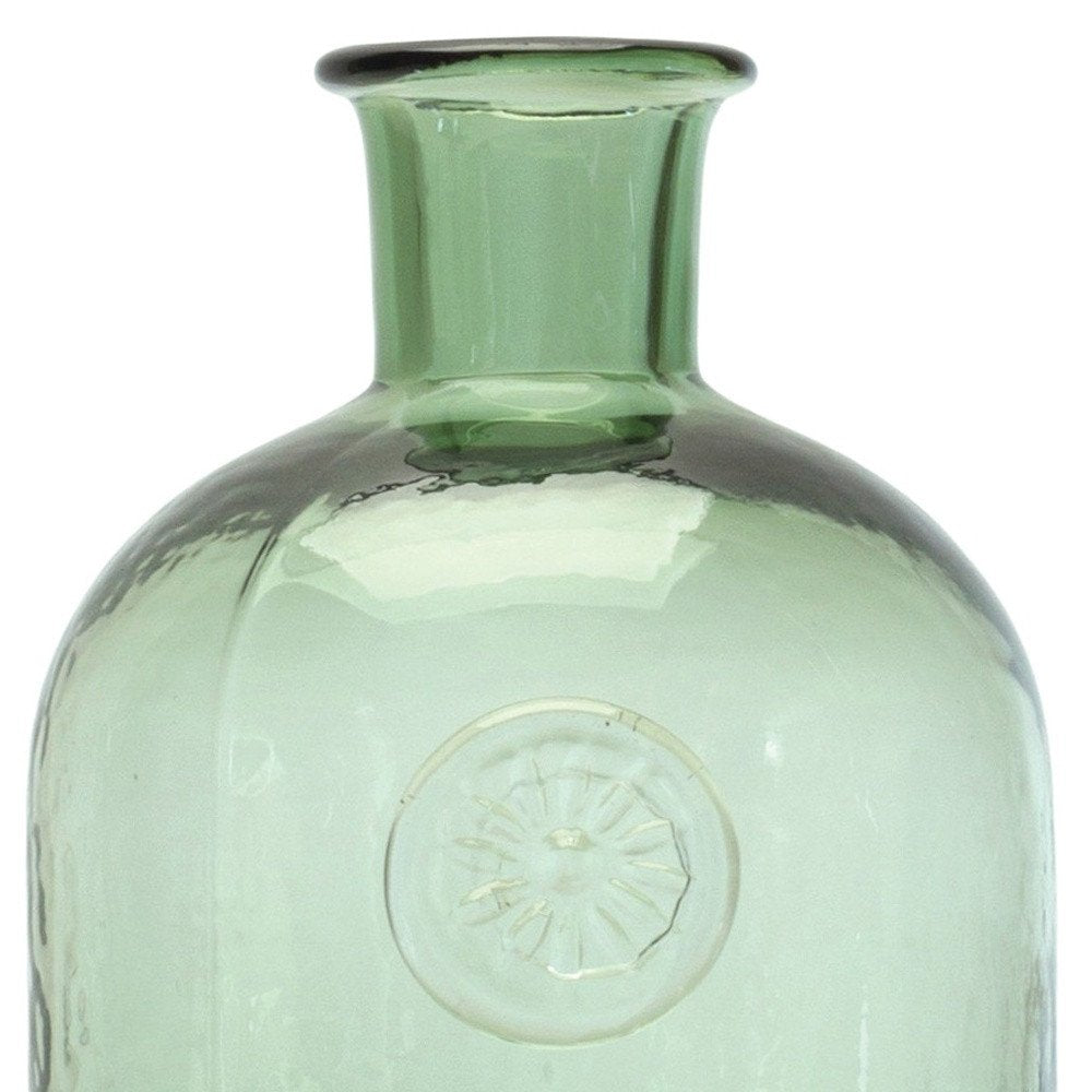 9" Green Bud Glass Table Vase