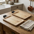Set of Two Brown Solid Wood Cheese Boards