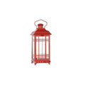 Set of Three Red Geometric Glass And Metal Floor Lantern Candle Holders