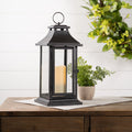 Set of Two Black Floor Lantern Candle Holders With Candles