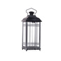 Set of Three Gray Distressed Geometric Glass And Metal Floor Lantern Candle Holders