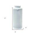 14" White Distressed Lattice Iron Floor Lantern Candle Holder
