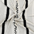60" X 50" Black and White Woven Cotton Striped Throw Blanket with Tassels