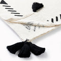 50" X 60" Black and White Woven Cotton Geometric Throw Blanket with Tassels