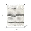 50" X 60" Black and White Woven Cotton Chevron Throw Blanket with Tassels