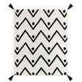 50" X 60" Black and White Woven Cotton Chevron Throw Blanket with Tassels