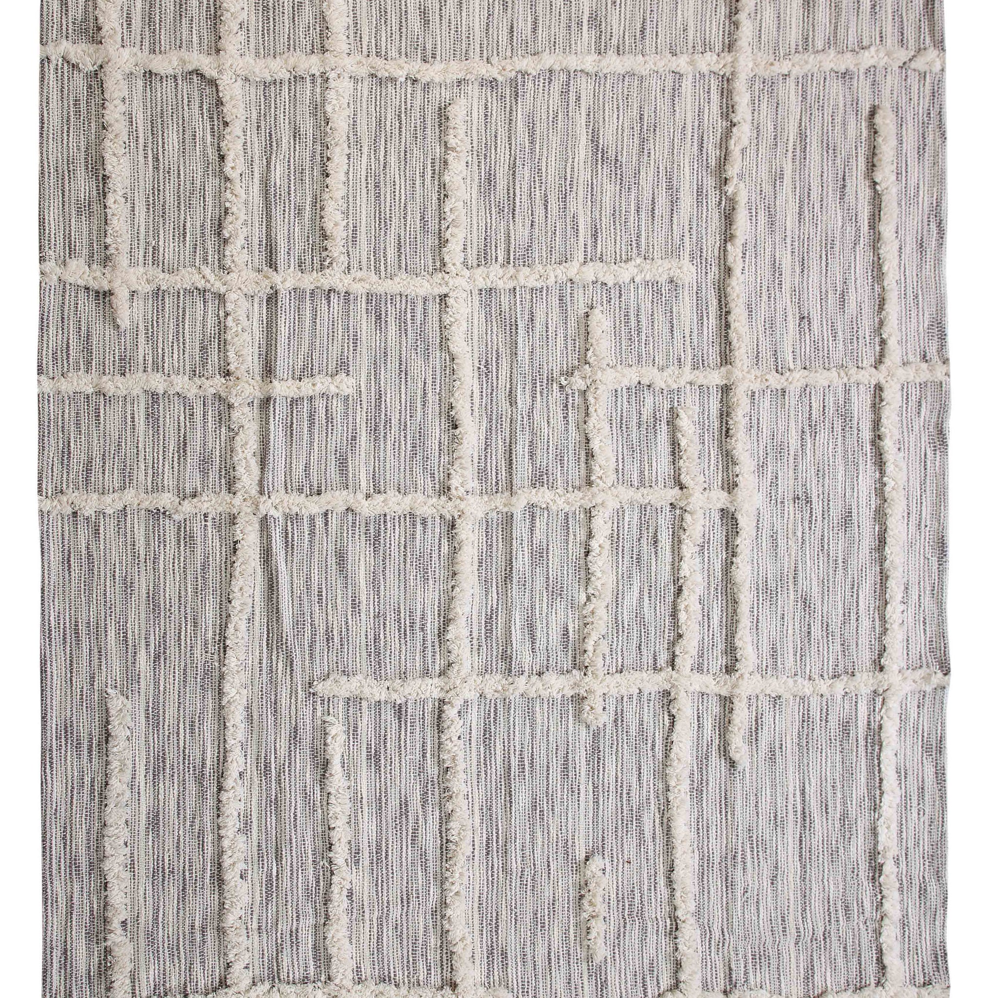 60" X 50" Gray Woven Cotton Striped Throw Blanket with Fringe