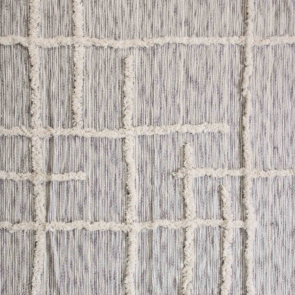 60" X 50" Gray Woven Cotton Striped Throw Blanket with Fringe